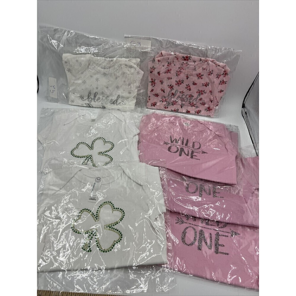 Rabbit Skins & Carter’s Onesies **Set of 7**BRAND NEW Baby Girl 3 Mos To 2 Year